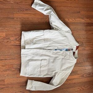 Men's White Snap-Front Bomber Jacket